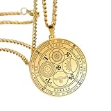 Seals of the Four Cardinal Kings Pendant, Stainless Steel Goetic Amulet with Oriens, Amaymon, Paymon, Egyn - Gold-color
