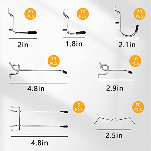 BELLO YON 143pcs Pegboard Hooks, Pegboard Accessories Organizer Kit, 1/8 and 1/4 inch Pegboard Hooks Assortment, Peg Locks, Peg Board Bins, for Organizing Various Tools