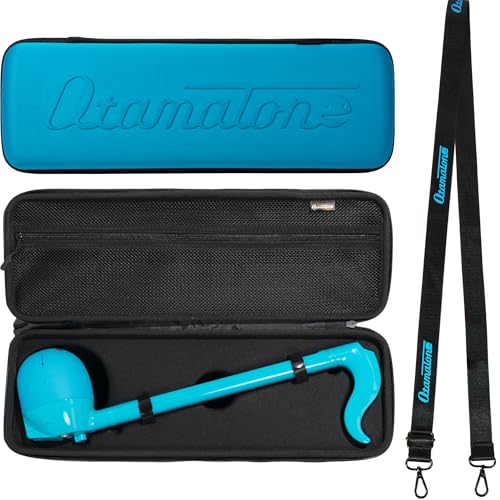 Image of Otamatone Deluxe White Musical Instrument Toy and Blue Portable Case Bundle Set