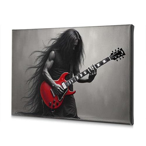 Tableau toile guitare électrique rouge décoration murale salon moderne