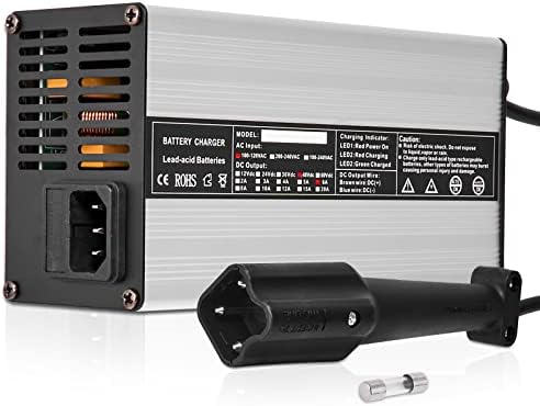 48 Volts 6 AMP Golf Cart Battery Charger 3-Pin Style Outlet Plug Club Car Charger with Fuse Compatible with 2007-2023 Yamaha G29 Golf Cart Portable & Lightweight
