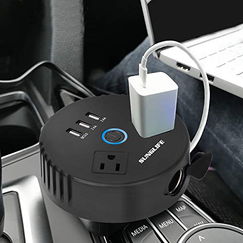 SUNGLIFE 150W Car Power Inverter, DC 12V to 110V AC Converter with 1 Socket Cigarette Lighter Adapter