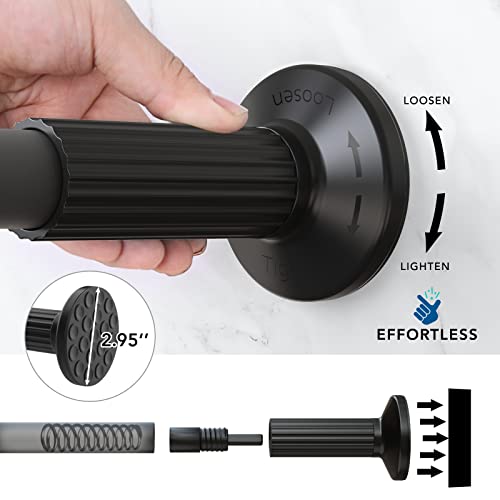Image of Tension Curtain Rod, 51-165 Inch,Spring Shower Closet for Windows or Shower,Easy to Install, No Drilling, Rust, Bathroom, Rod Diameter 1.26 Inches, Black,Umimile