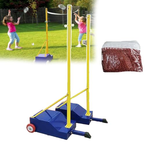 Soporte Portátil para Red De Bádminton, con Postes Resistentes Y Red De 6,1 M, Altura: 1,55 M/5 Pies, para Entrenamiento En Interiores, Exteriores Y Canchas.,Blue