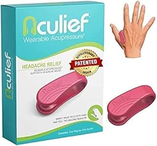 Aculief - Award Winning Natural Headache, Migraine, Tension Relief Wearable – Supporting Acupressure Relaxation, Stress Alleviation, Soothing Muscle Pain – Simple & Effective 1 Pack - (Pink, Regular)