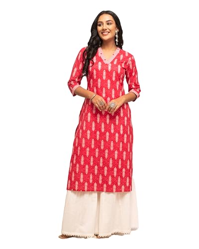 Image of FIORRA Women's Cotton Straight Fit Straight Kurta