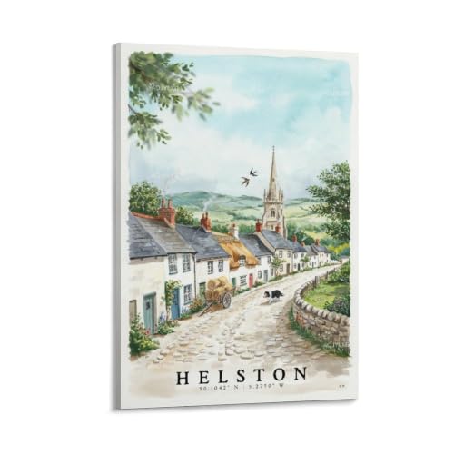 Poster Helston aquarelle vintage pour rompre la monotonie des murs