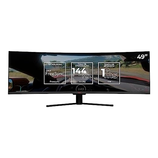 Monitor Gamer Pichau Cepheus VPRO49 Ultra, 49 Pol. VA, DFHD, 1ms, 144Hz, FreeSync, PG-CFV49U-BL01