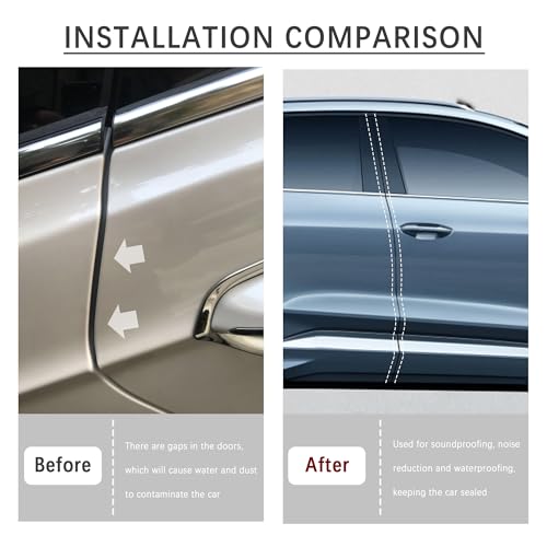 Stacool 32.8Ft Car Door Weather Stripping, B-Shape Double Layer Rubber Seal Strip, Soundproof & Self Adhesive Automotive Weather Stripping, Car Accessories for Door, Hood, Trunk