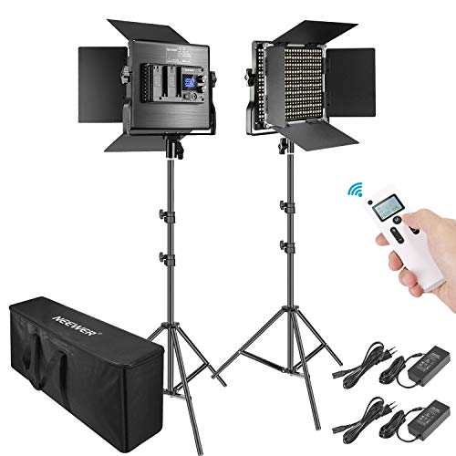 Neewer 2 Packs Avanzado 2,4G 660 LED Video Luz Fotografía Kit Iluminación con Bolsa Panel LED Bicolor Regulable con Control Remoto Inalámbrico 2,4G Pantalla LCD y Soporte de Luz