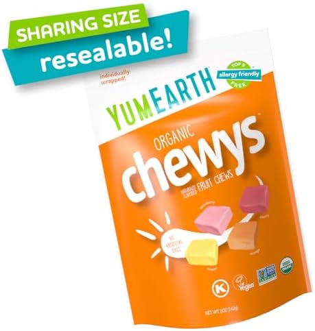 YumEarth, Organic Chewys Fruit Soft Candy, Assorted (Lemon, Orange, Strawberry, Cherry), 5 Oz