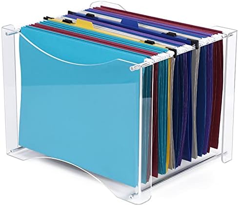 MaxGear Hanging File Organizer, Acrylic File Folder Organizer with Built-in Handles, Clear File Storage Organizer for Letter/A4 File Folder, Modern Flexible Design, Decorative Home Office Bins