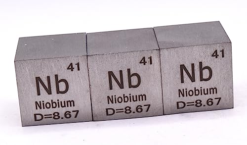 Image of 1 inch 25.4mm Niobium Metal Cube Nb up to 99.9% Pure Periodic Table Element Engraved Density Collection Science Education Display Block Cube + Acrylic Case Box - 1PC