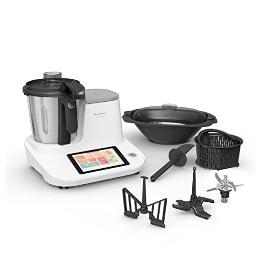Moulinex Click&Cook HF5061 - Robot de cocina multifunción 3.6 l (Recetario, 10 programas automáticos, temperatura de 30 a 120 ºC, 12 velocidades, 1400 W, 32 funciones, báscula) Negro, Blanco