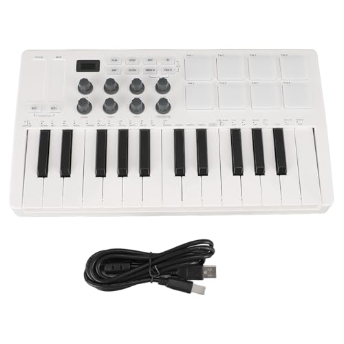 USB MIDI Keyboard Controller 25 Key MIDI Control Keyboard with 8 MPC Beat Pads 8 Backlit Drum Pads 8 Assignable Knobs Music Production Software