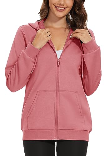 Magcomsen MCS-L23W900-509-PINK-2XL Women'S Fleece Lined Zip Up Hoodies Casual Hooded Jacket Workout Full Zip Sweatshirts Pocket Coats Pink Xl thumb #2
