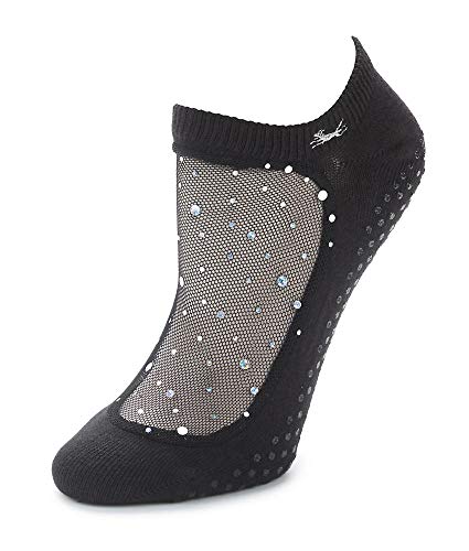 Shashi Black Glitter Mesh Non Slip Ergonomic Socks Pilates Barre Ballet Yoga Black