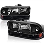 SPEC-D TUNING Black Headlights+Bumper Parking Lamps Compatible with 1998-2004 Chevy S10 Blazer L+R Pair Head Light Lamp Assembly Left + Right Pair Headlamps Assembly