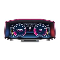 AMROOLOO Car Heads Up Display, Car HUD P4, OBD+GPS Intelligent Instrument, Car Speedometer, Car Speed Limit Heads Up Display, Applicable to Vehicles Produced After 2008