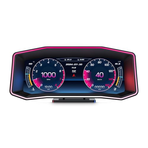 wiiyii obd2 Display,Heads Up Display for Cars,Car Heads Up Display,Speedometer with Speed,Slope Meter, Turbo Meter,Colorful Ambient Light,Overspeed Alarm,Digital Speedometer Plug and Play