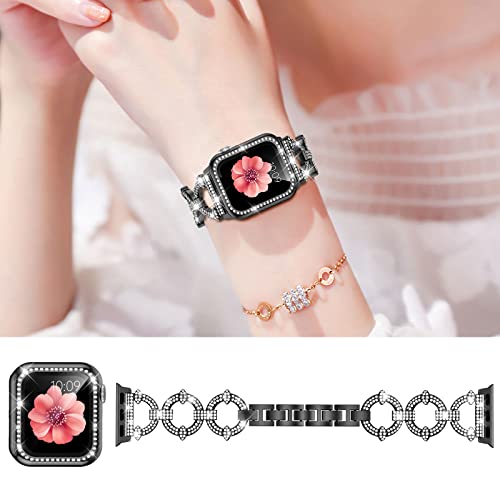 Image of Mesime Bling Jewelry Band Compatible with Apple Watch Bands for Women | Metal Band 46mm 45mm 44mm 42mm 41mm 40mm 38mm,Dressy Strap for iWatch Series 11 10 9 8 7 6 5 4 SE 3 2 1,Adjust without tools