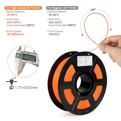 Image of iSANMATE Rapid PLA Plus Filament 1.75mm Orange 1KG, Halloween Orange 3D Printer Filament, Fast Printing Speed PLA, for Bambu Lab 3D Printers,AMS,AMSLite, 1kg Spool (2.2lbs)