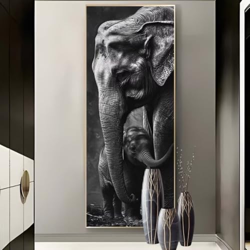 Kit Broderie Diamant Eléphant Bébé 5D Peinture Diamant Complet Salon Adulte 120x50cm