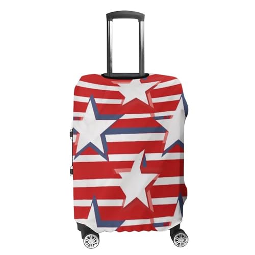 Red White Star Stripe Flag Elastic Luggage Cover Suitcase Protector for 19-32 Inch Suitcases | Universal Stretchable Travel Bag Cover | Anti-Scratch, Washable with Zipper Closure M4