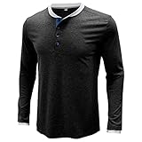 Men Long Sleeve Henley Shirs Fashion Soild Button Cotton Tees Casual Crewneck Basic Workout T Shirts (Small,Dark Grey)