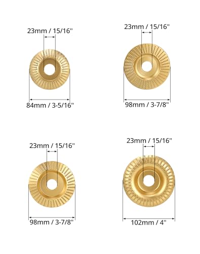 QWORK® 4 Stück Holzschleifscheibe Winkelschleifer, Innendurchmesser 22.2 mm für Winkelschleifer, Ideal zum Holzformen, Schnitzen und Polieren