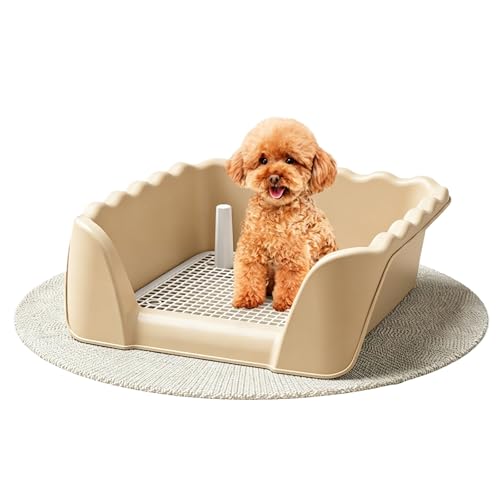 CkuionMAX Indoor Outdoor Dog Potty Training Tray, Reusable Puppy Litter Box for Small & Medium Puppies, Pet Potty Pad Holder Toilet for Puppy Training 14.57''LX4.53''HX13.78''W (Coffee)