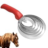 Minfuerang Spiral Striegel, Cepillo para Caballos 6 Anillas, Peine de Acero Inoxidable para Caballos,Doble Cara Cepillo para caballos para Eliminar el Pelo Muerto,Pelaje(Rot)