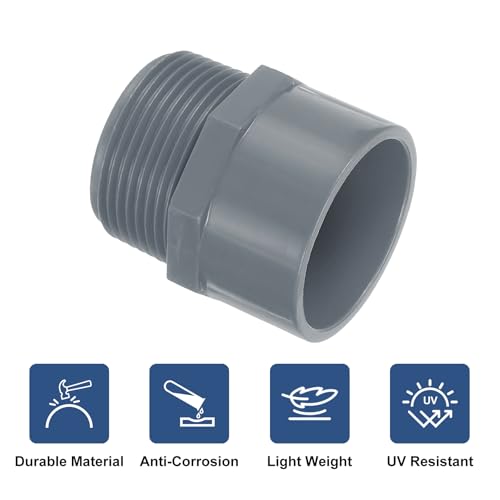QUARKZMAN 2 Stück 40mm 2-Wege PVC Adapter Rohrverschraubungen(Sockel x männliches Rohrgewinde) Kupplung für Garten Schwimmbäder Bauernhof Bewässerung Wasserrohr Armaturenmit, Grau