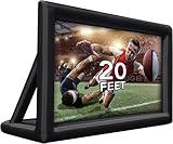 20FT/6.1m Inflatable Cinema Screen IPX4，250W High-Performance Blower & Paracord Anchoring System，Dual-Side 95% NTSC Projection for Stadium Events, Outdoor Cinemas, Festival Productions​