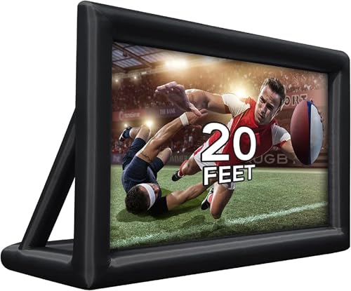 20FT/6.1m Inflatable Cinema Screen IPX4 | 250W High-Performance Blower & Paracord Anchoring System | Dual-Side 95% NTSC Projection for Stadium Events, Outdoor Cinemas, Festival Productions