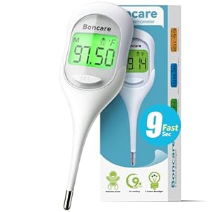 Boncare 9 Seconds Digital Basal Thermometer for Adults and Kids – Accurate Oral Thermometer with Fever Alarm, Rectal Thermometer for Baby with Large Display (Rice-White)