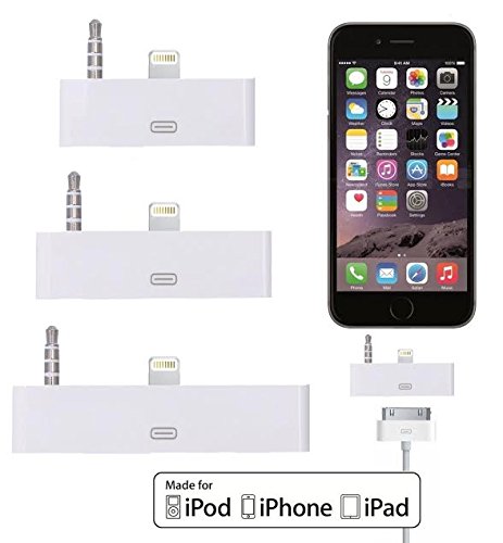 Certified Winky(TM) 3 Pack Premier Series Lightning to 30-Pin Adapter with Audio Connector Converter for iPhone 6,6S Plus 5.5