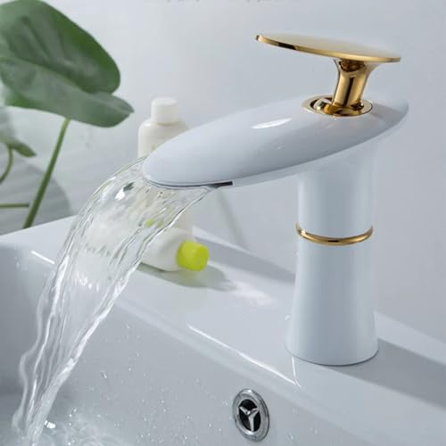 Grifo de baño de latón resistente con acabado platina blanca