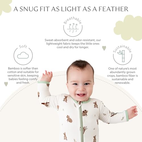 Image of Bamboo Little Soft Baby Footie Pajamas, Baby Clothes, Newborn Sleepers, 95% Viscose and 5% Spandex, 0-24 Months