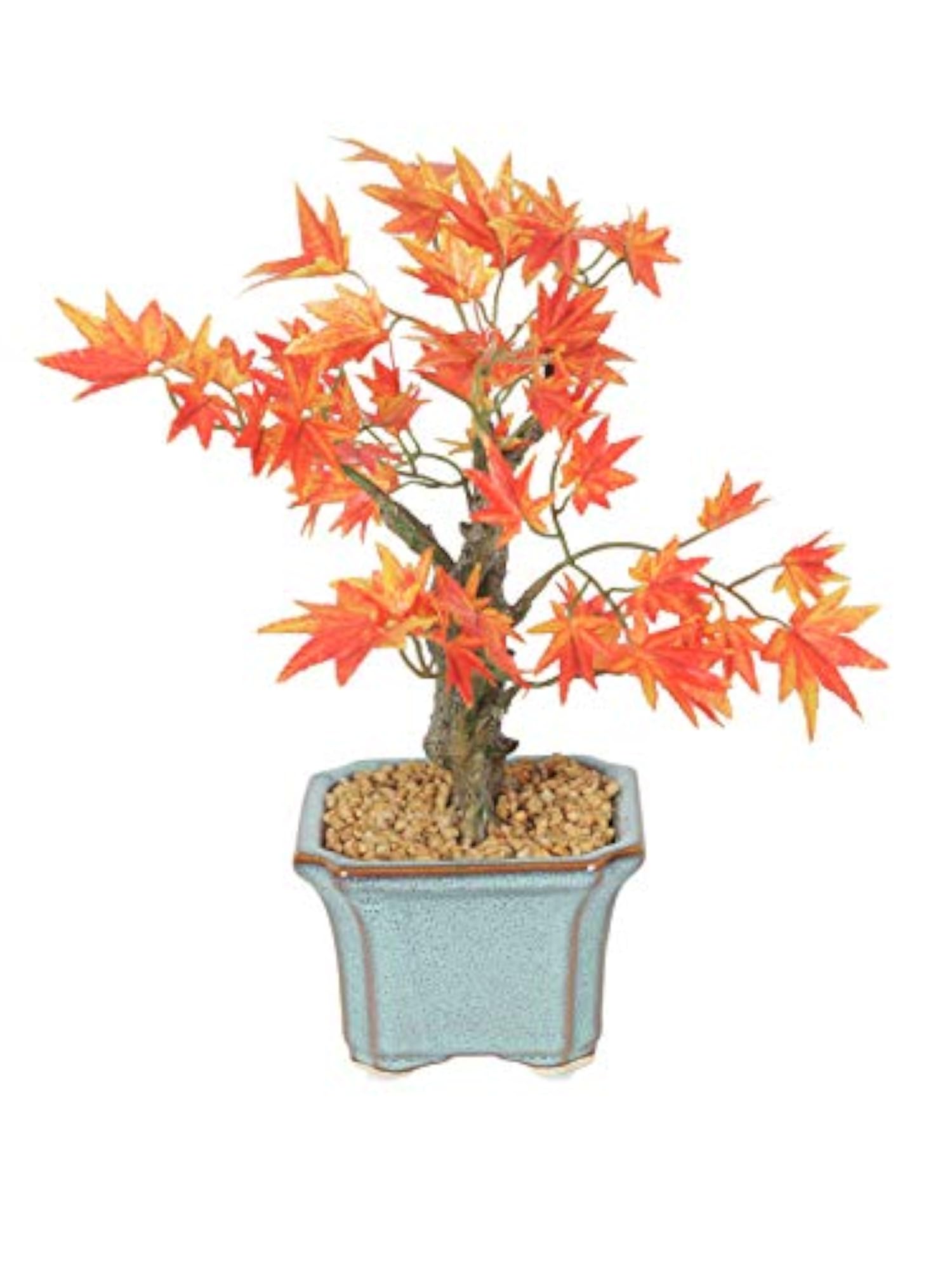 Artificial Japanese Maple Bonsai Plant in a Ceramic Vase for Home and Office Décor