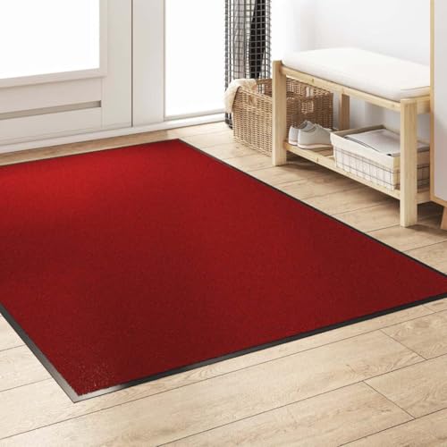 Paillasson polypropylène et vinyle durable avec base antidérapante rouge noir