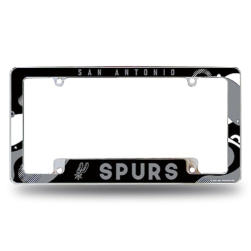 NBA Basketball San Antonio Spurs Wave 12" x 6" Chrome All Over Automotive License Plate Frame for Car/Truck/SUV