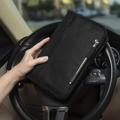 YDHfdc Fahrzeugmappe Dokumentenmappe A5 Auto Handschuhfach Organizer Mehrzweck Bordmappe Auto mit Mehreren Taschen für Rechnungen, Reisepass, Quittungen, Karten