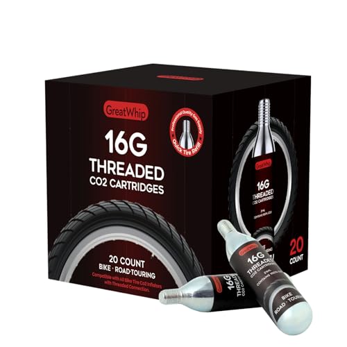 GreatWhip 20x16g CO2 Cartridges for Bike Tires (20 Pack)