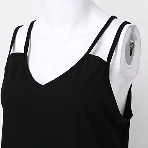 Famoore Women's Black Solid V Neck Straps Dress #TOP3
