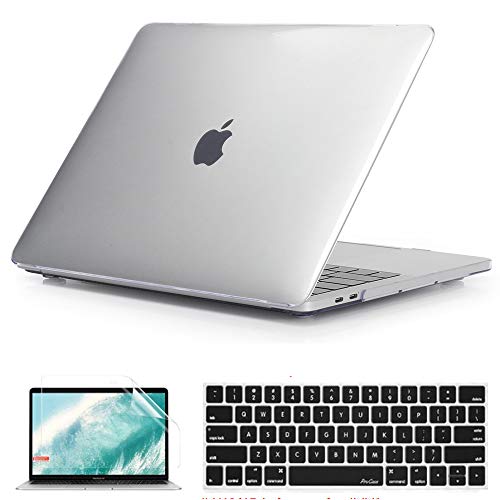 QYiD Funda para MacBook Pro 15 Pulgadas 2019 2018 2017 2016 Release A1990 A1707, Plástico Dura Carcasa Rígida & Cubierta de Teclado & Protector de Pantalla MacBook Pro 15 Touch Bar, Clear