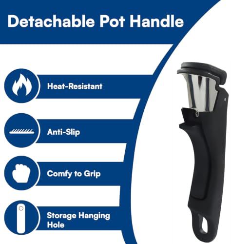 Image of House of Quirk Detachable Cookware Handle, Removable Pan & Pot Grip, Replacement for Compatible Nonstick Cookware, Easy Lock & Release Design (Black)