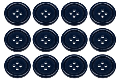 Pack of 12 Dark Blue Sew on 23mm Round Buttons Flat 4 Holes 36L 36 Ligne, Pack of 12 23mm Buttons - Image 2