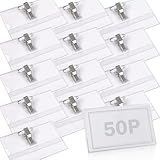 YONGHUO 50 Pcs Name Tags, 9x5.6cm, Badge Holders with Clip & Pin, Plastic ID Badges for Work, School & Office