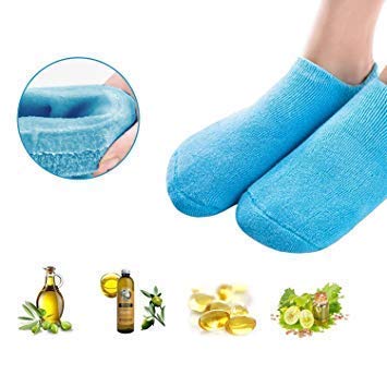OMAZING KITCHEN Spa Moisturizing Gel Socks for Dry Feet Ankles Cracked Heel Repair Repair Skin Care Treatment Soften Feet Booties Pedicure with Essential Oils Vitamins for Women Men(socks,purple) 1